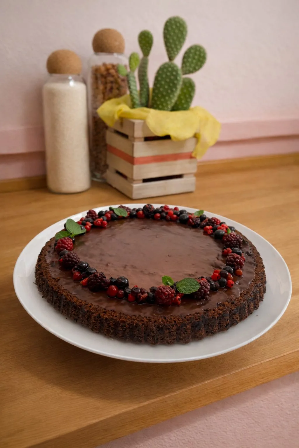 Close-up of the chocolate ganache