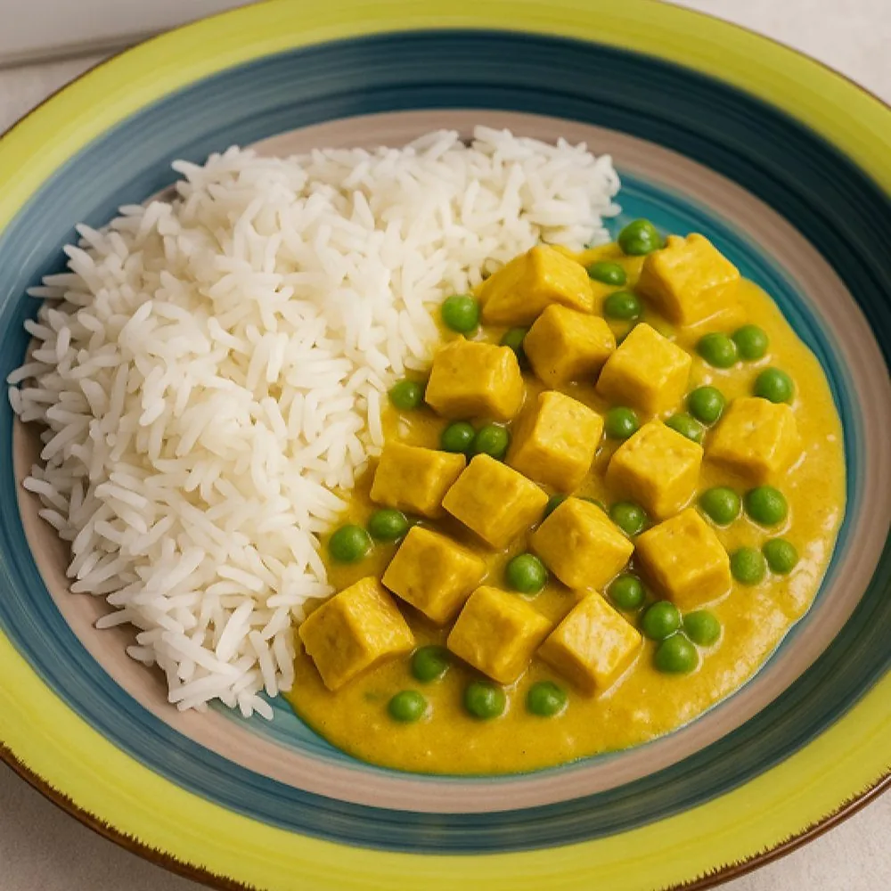 Tofu curry with basmati rice