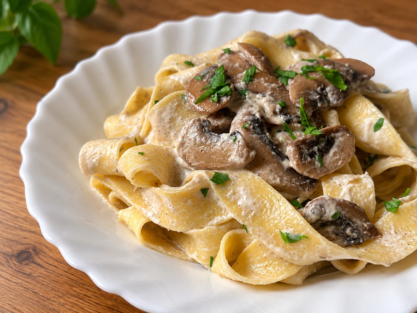 Creamy mushroom pappardelle with a twist