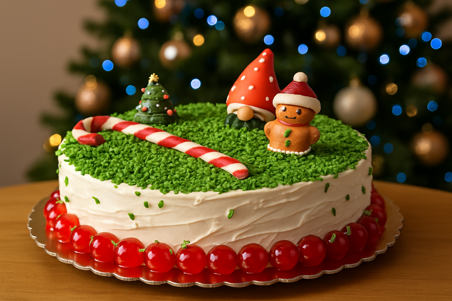 Red Velvet Cake with Christmas-style decoration